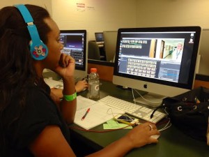 Milan Revels is hard at work editing her story about returning MIPA students.  Her video will feature MacKenzie Cahill's room and how she prepped for this year's camp with a mini fridge, food, and fans.  