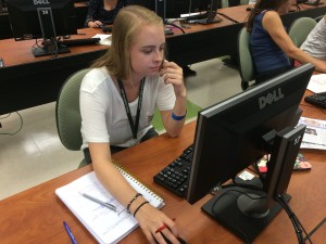 Taylor Weindez from Conant High School is representing her newspaper, the Conant Crier, a publication with an eight-person staff.